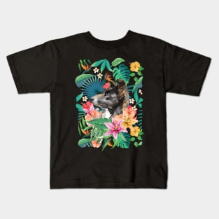 Tropical Black White Border Collie 3 Kids T-Shirt